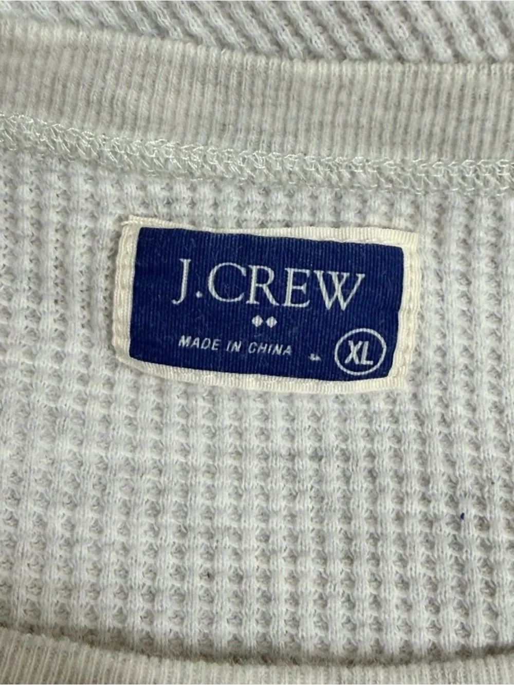 J Crew Men’s Size XL Long-Sleeve Thermal Crewneck Waffle Knit Gray Shirt